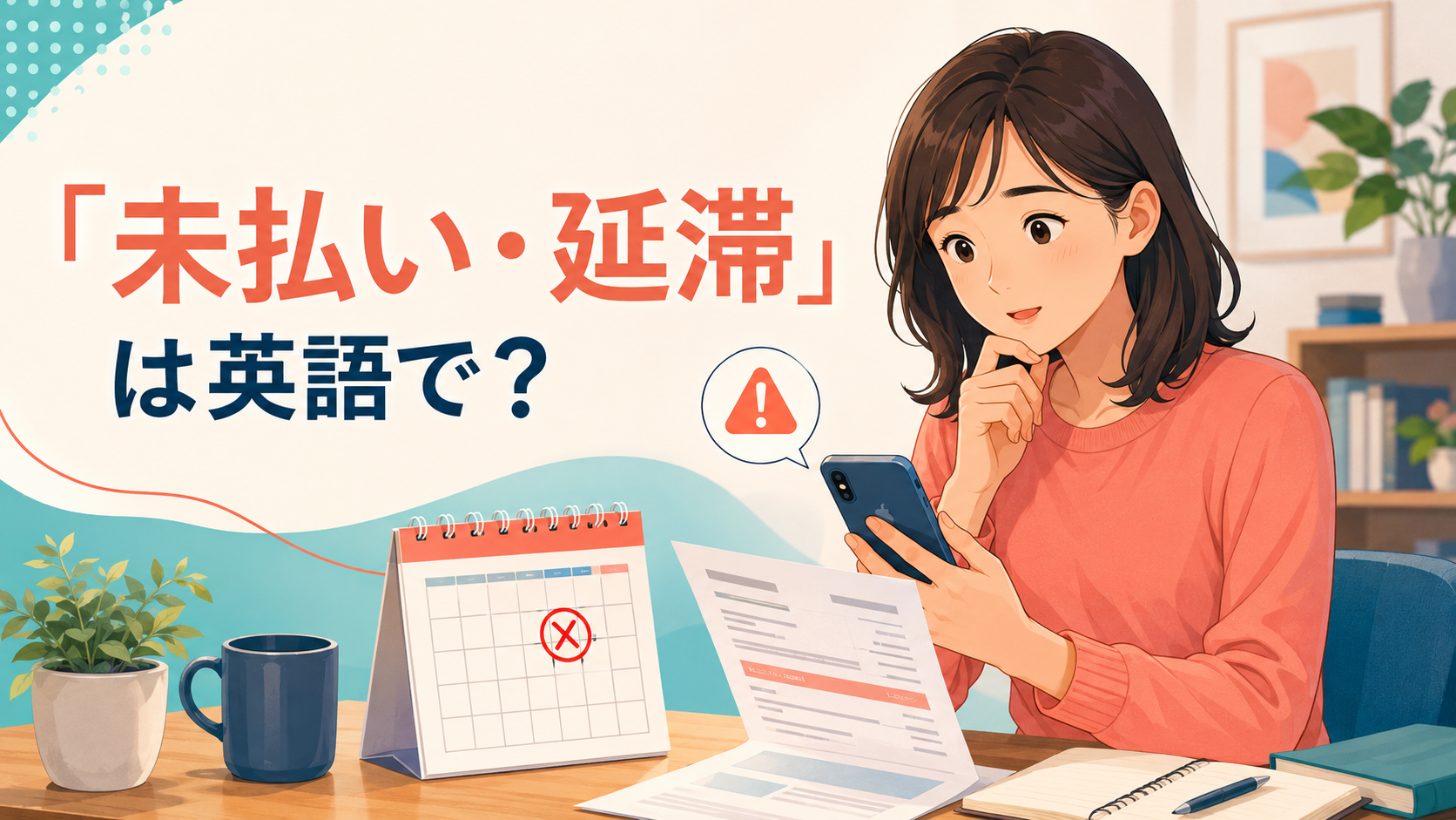 「未払い・延滞」は英語で?unpaid・overdue・past dueを解説するイラスト