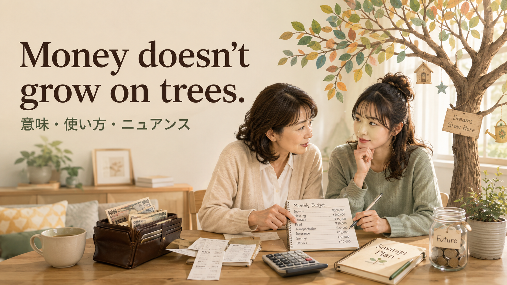 Money doesn’t grow on trees.の意味は？「お金には限りがある」の使い方・ニュアンスと例文
