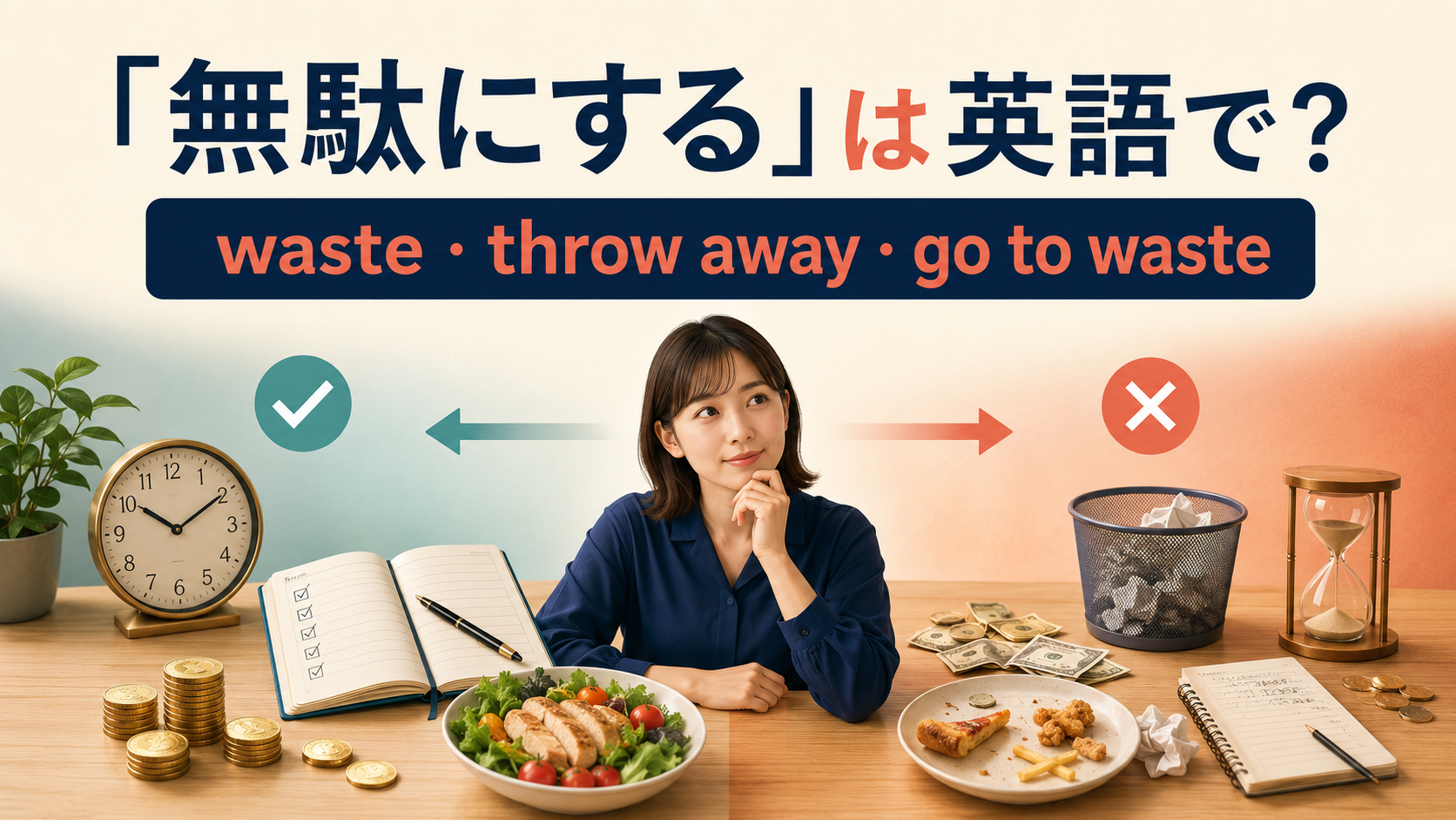 「無駄にする」は英語で?waste・throw away・go to waste
