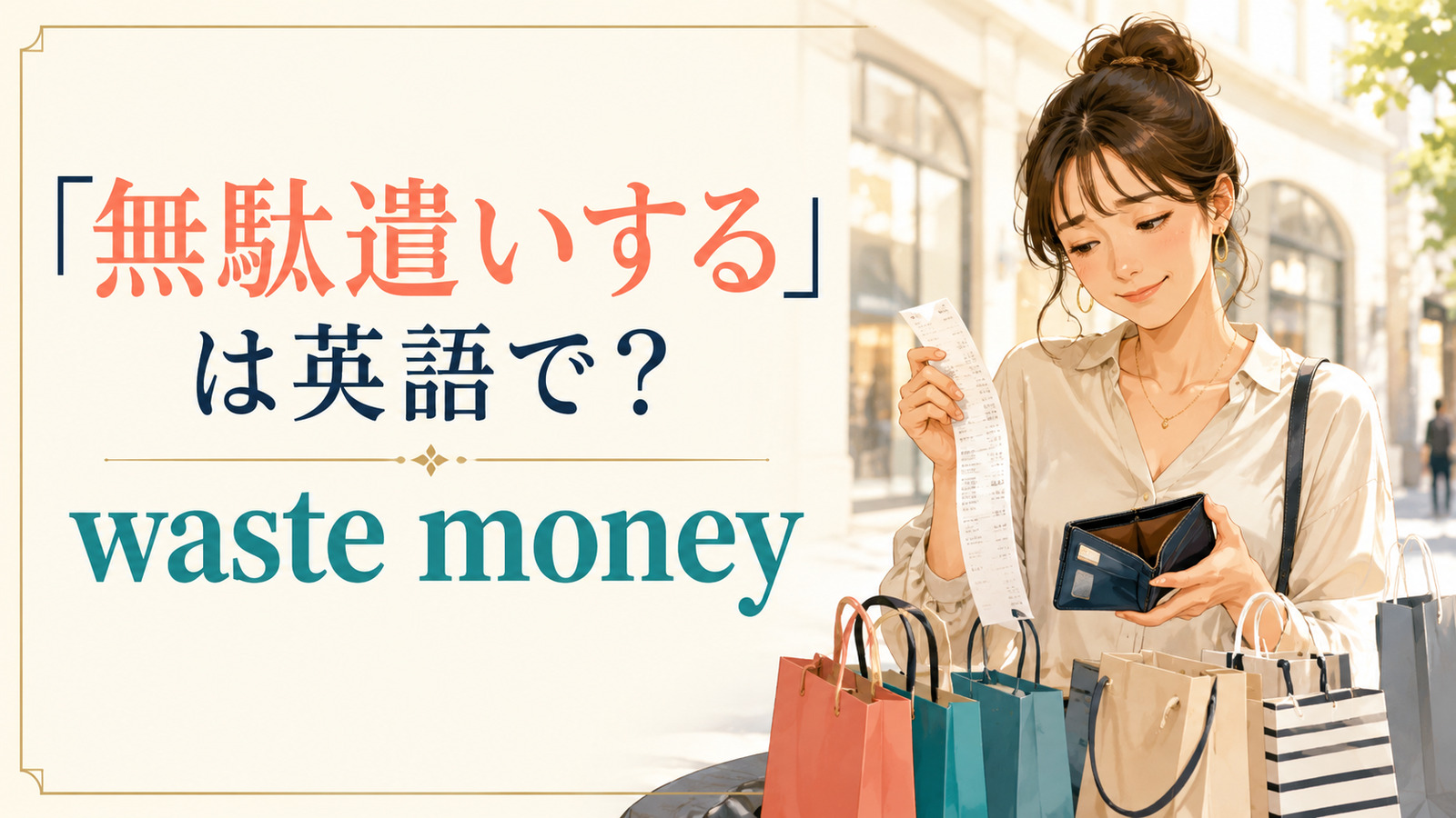 「無駄遣いする」は英語で waste money と表す買い物場面