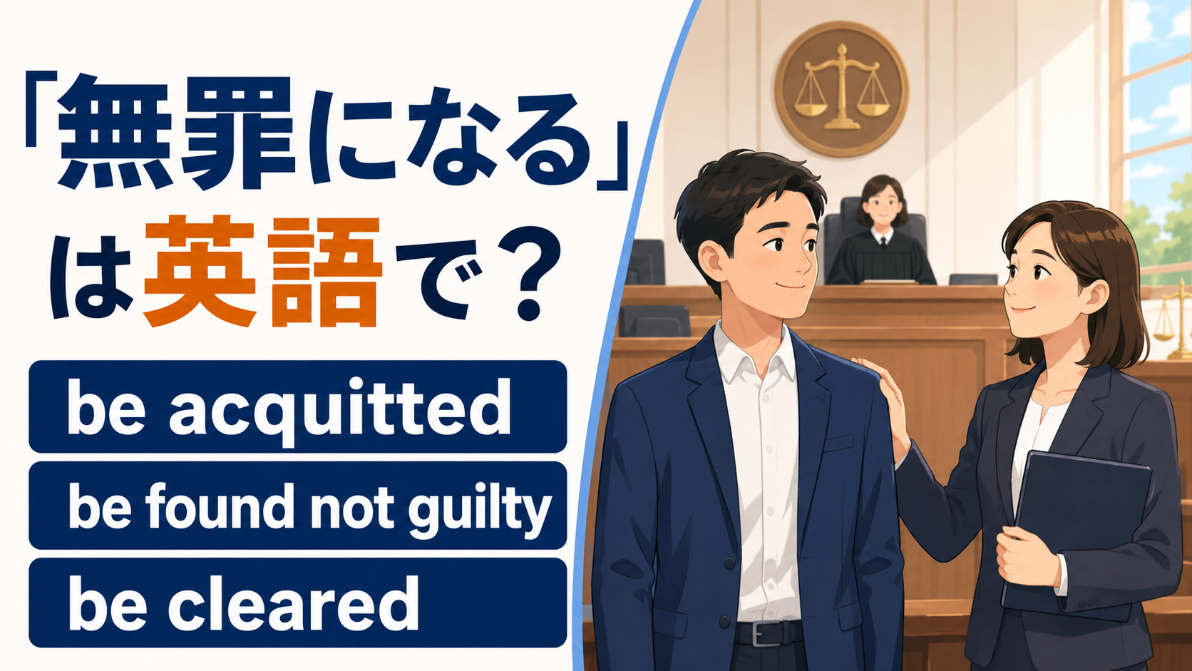 「無罪になる」は英語で？be acquitted・be found not guilty・be clearedの違い