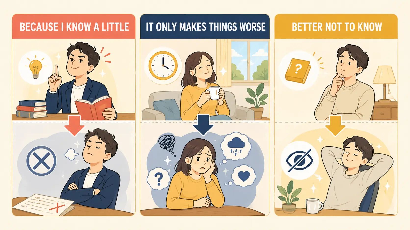 because I know a little、make things worse、better not to knowの比較