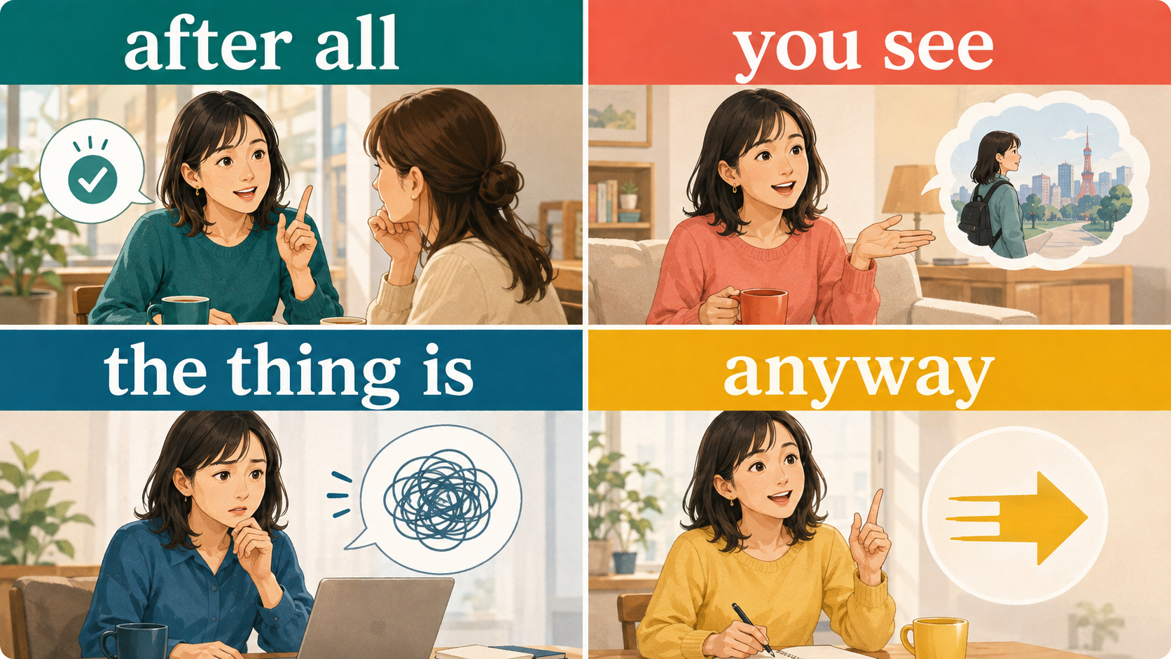 after all、you see、the thing is、anywayの違い