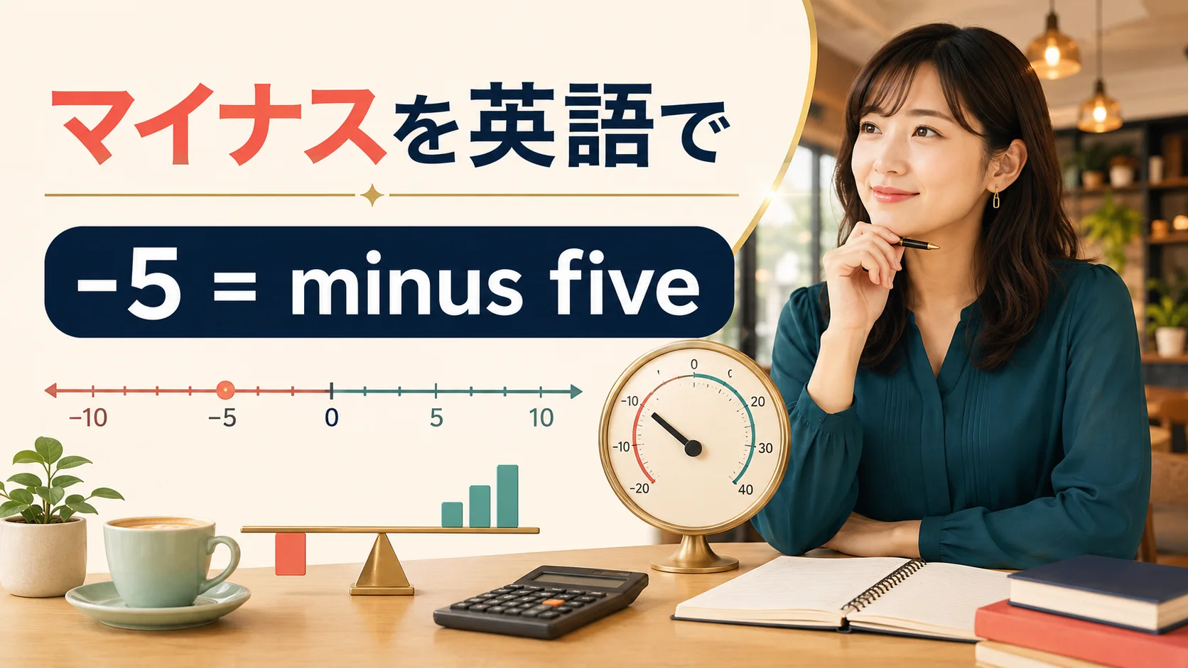 マイナスを英語で|-5はminus five