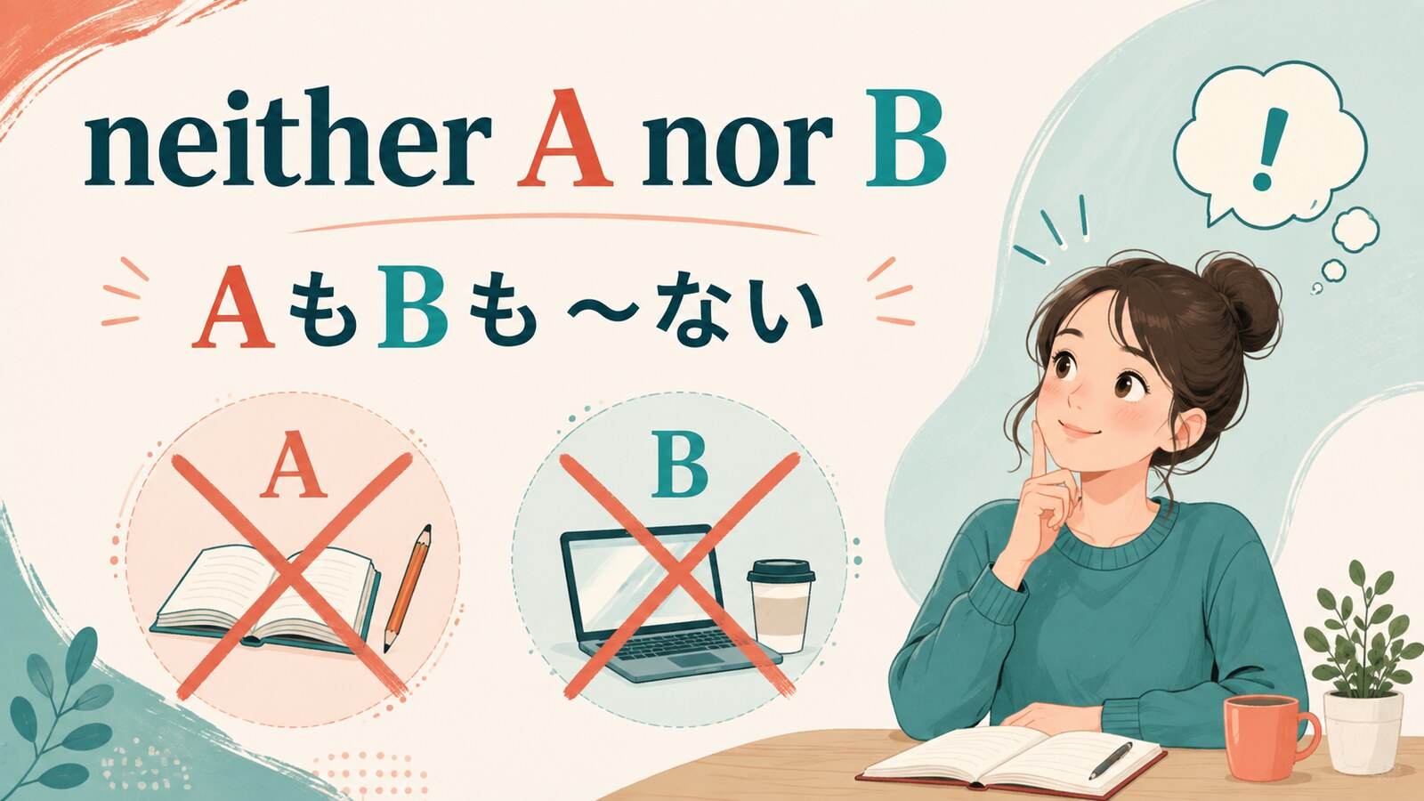 neither A nor Bの意味は？語順・動詞の一致とeitherとの違いを例文解説
