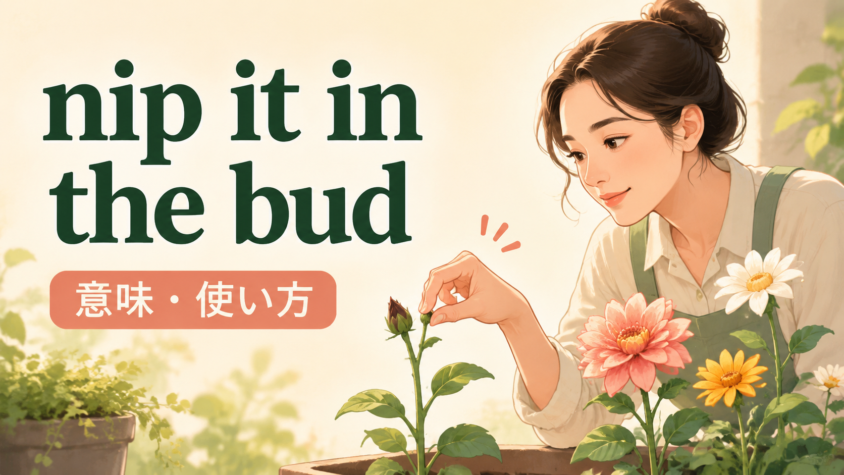 nip it in the budの意味・使い方を解説するアイキャッチ画像