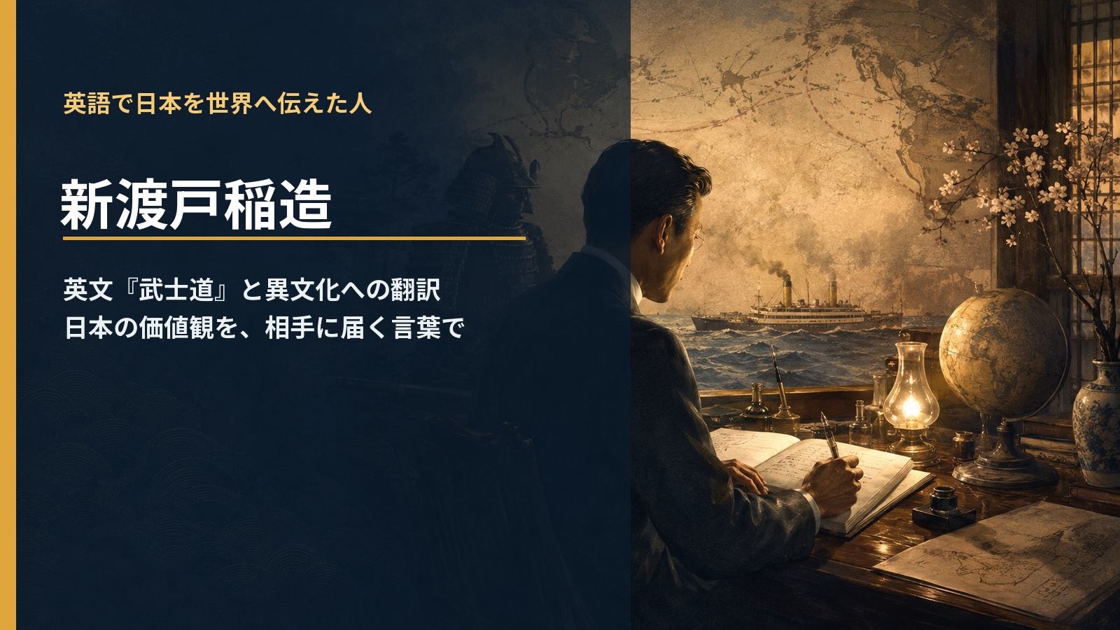 新渡戸稲造が英文『武士道』で日本を世界へ伝えたことを示すアイキャッチ