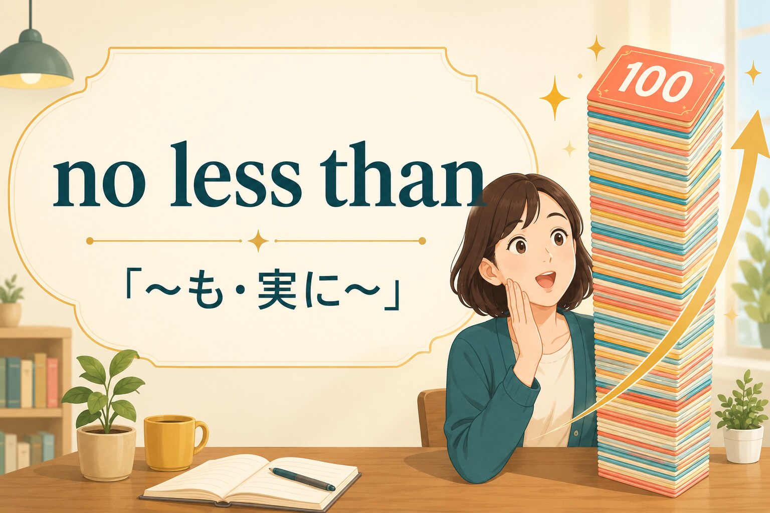 no less than「〜も・実に〜」を表す英語表現のアイキャッチ