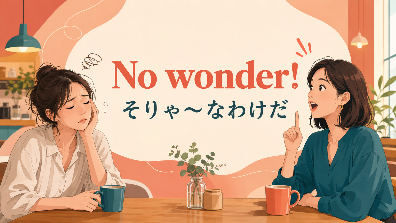 No wonder! そりゃ〜なわけだ、とカフェで話す女性たち