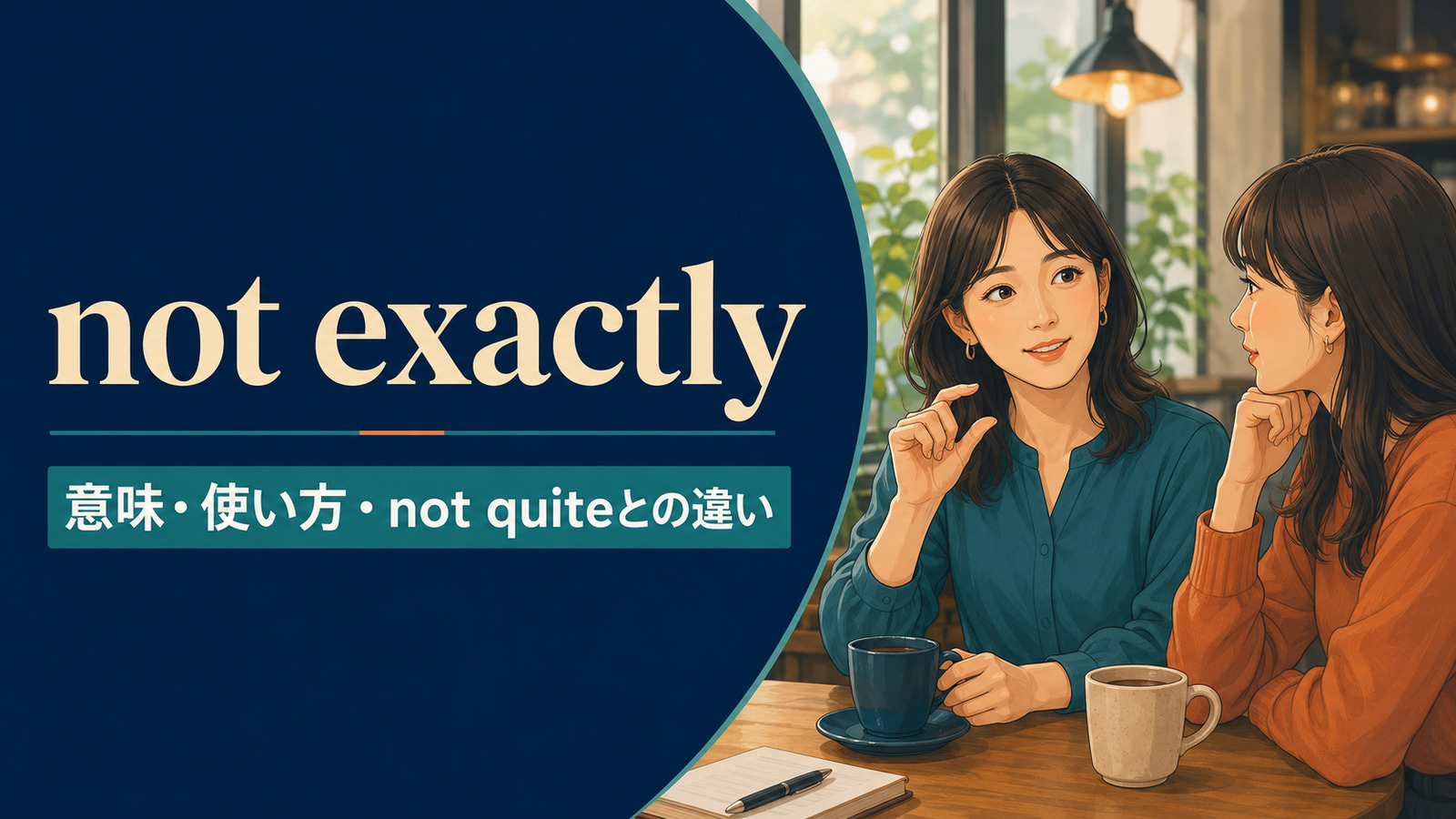 not exactlyの意味・使い方とnot quiteとの違いを解説するアイキャッチ画像