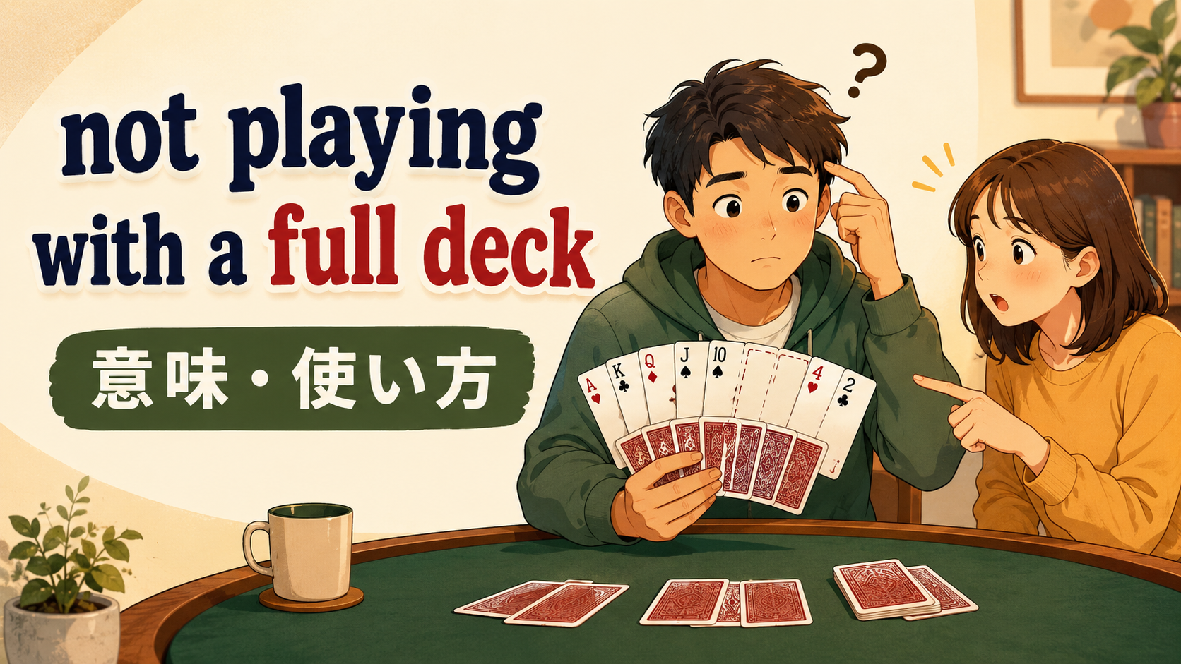 not playing with a full deckの意味と使い方を解説するアイキャッチ画像