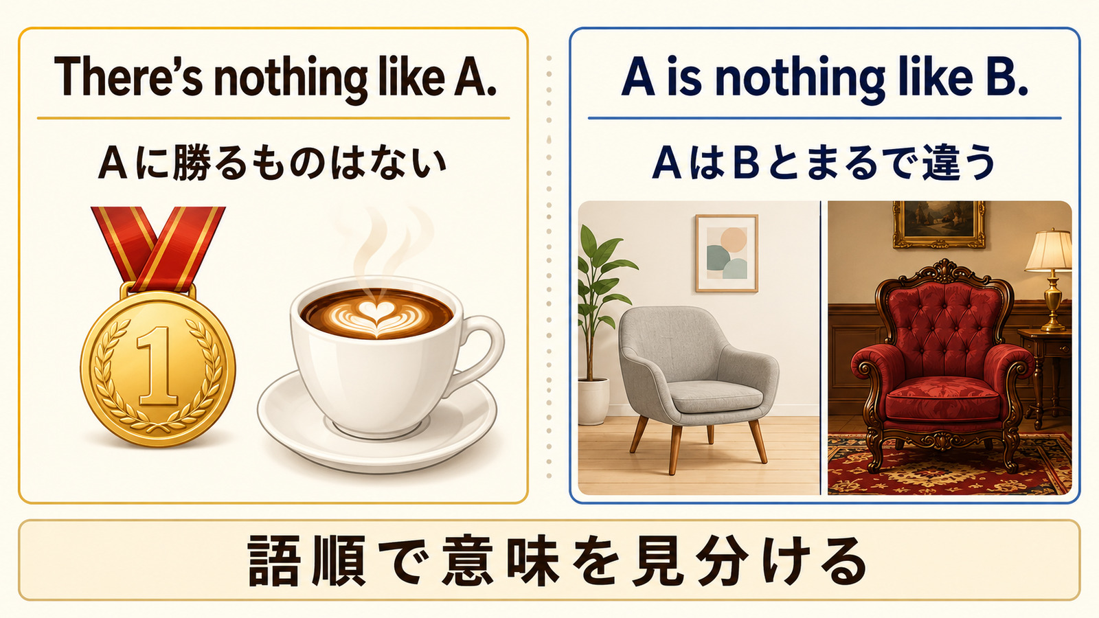 There’s nothing like AとA is nothing like Bの語順と意味の違い