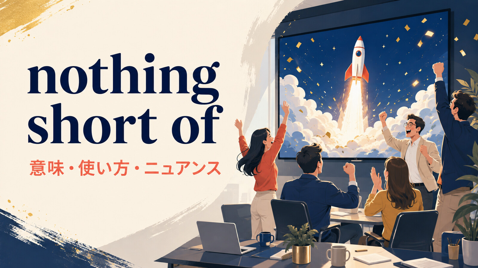 nothing short ofの意味・使い方・ニュアンスを解説するアイキャッチ画像