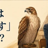 「能ある鷹は爪を隠す」は英語で?と鷹と女性を描いたイラスト
