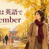 11月は英語でNovemberと紹介する銀杏並木と七五三の晩秋イラスト