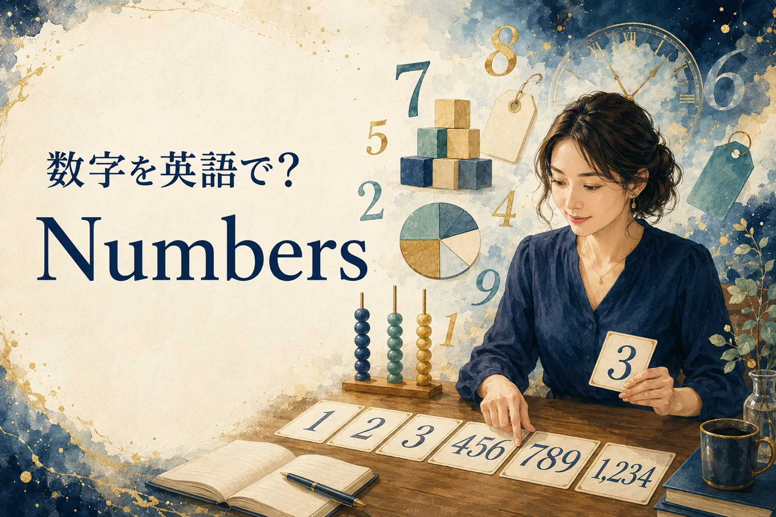 英語の数字の読み方・書き方・使い方をまとめた記事のアイキャッチ