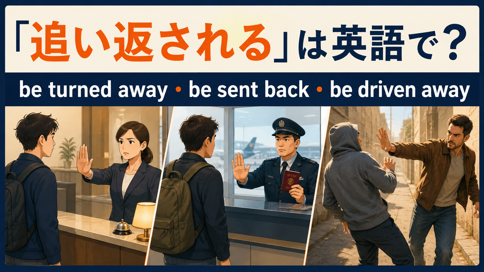 追い返されるは英語で?be turned away・be sent back・be driven awayの違い
