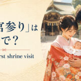 「お宮参り」は英語で? baby's first shrine visit と紹介するアイキャッチ