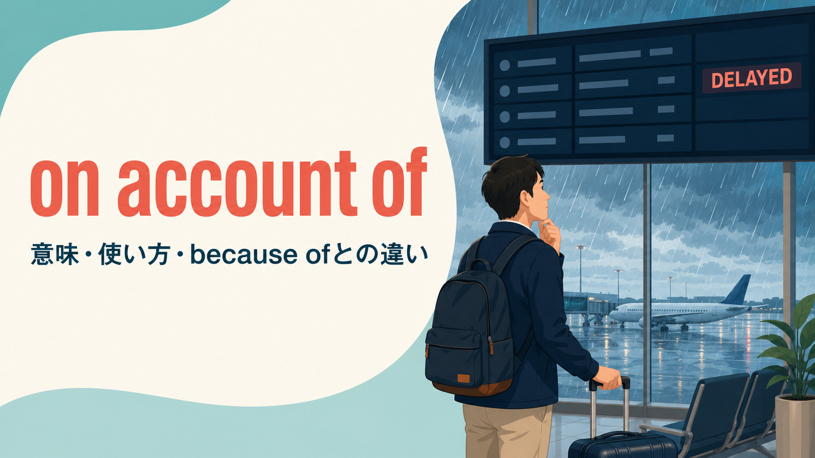 on account ofの意味は？because of・due toとの違いと使い方を例文解説