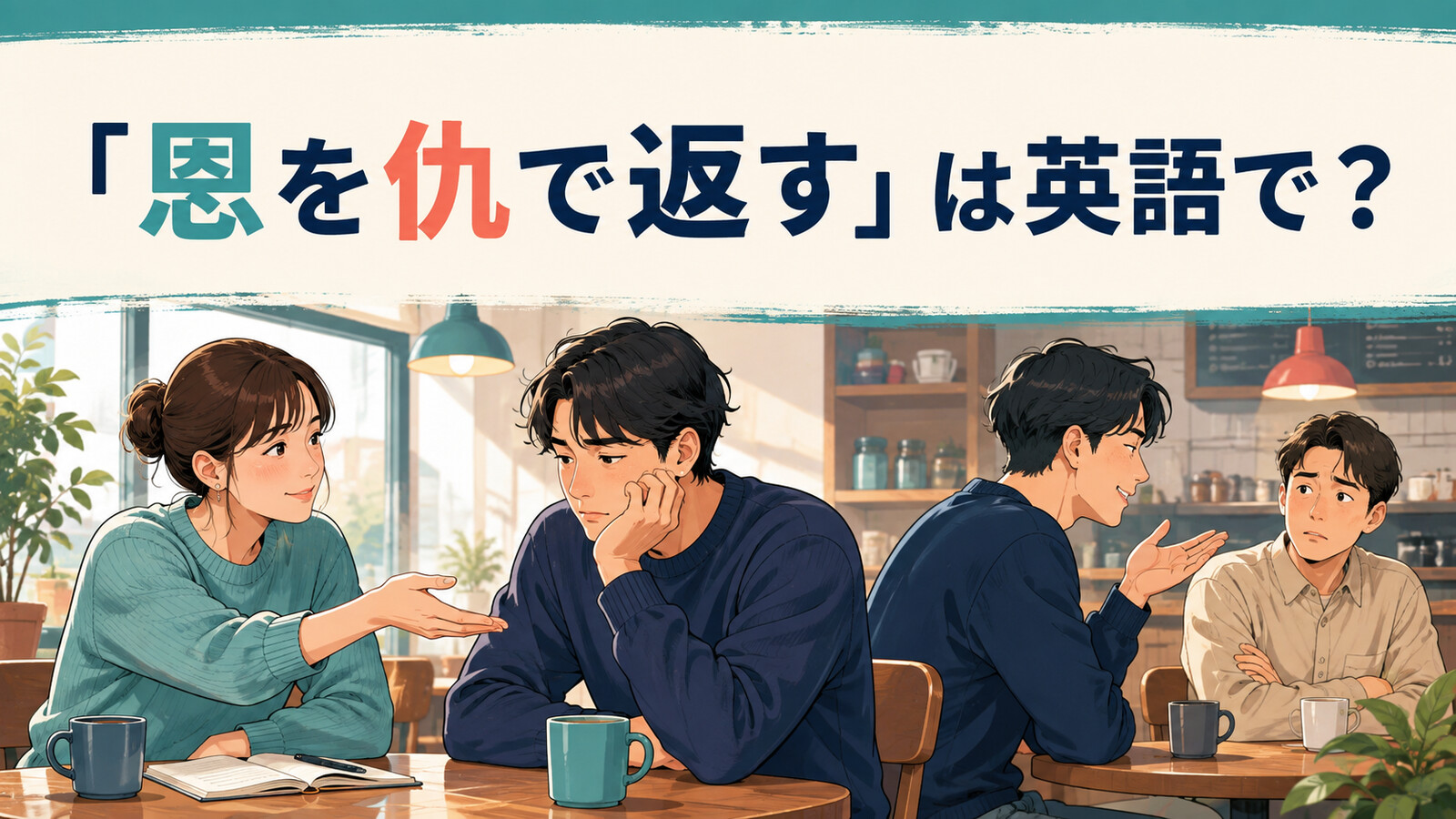 「恩を仇で返す」は英語で？bite the hand that feeds youを解説するアイキャッチ