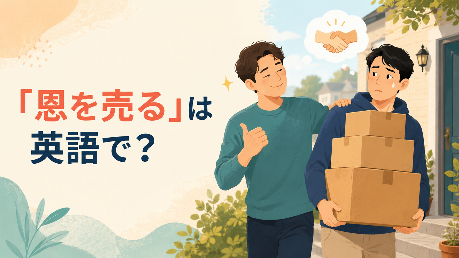 「恩を売る」は英語で？put someone in your debtの意味を表すイラスト