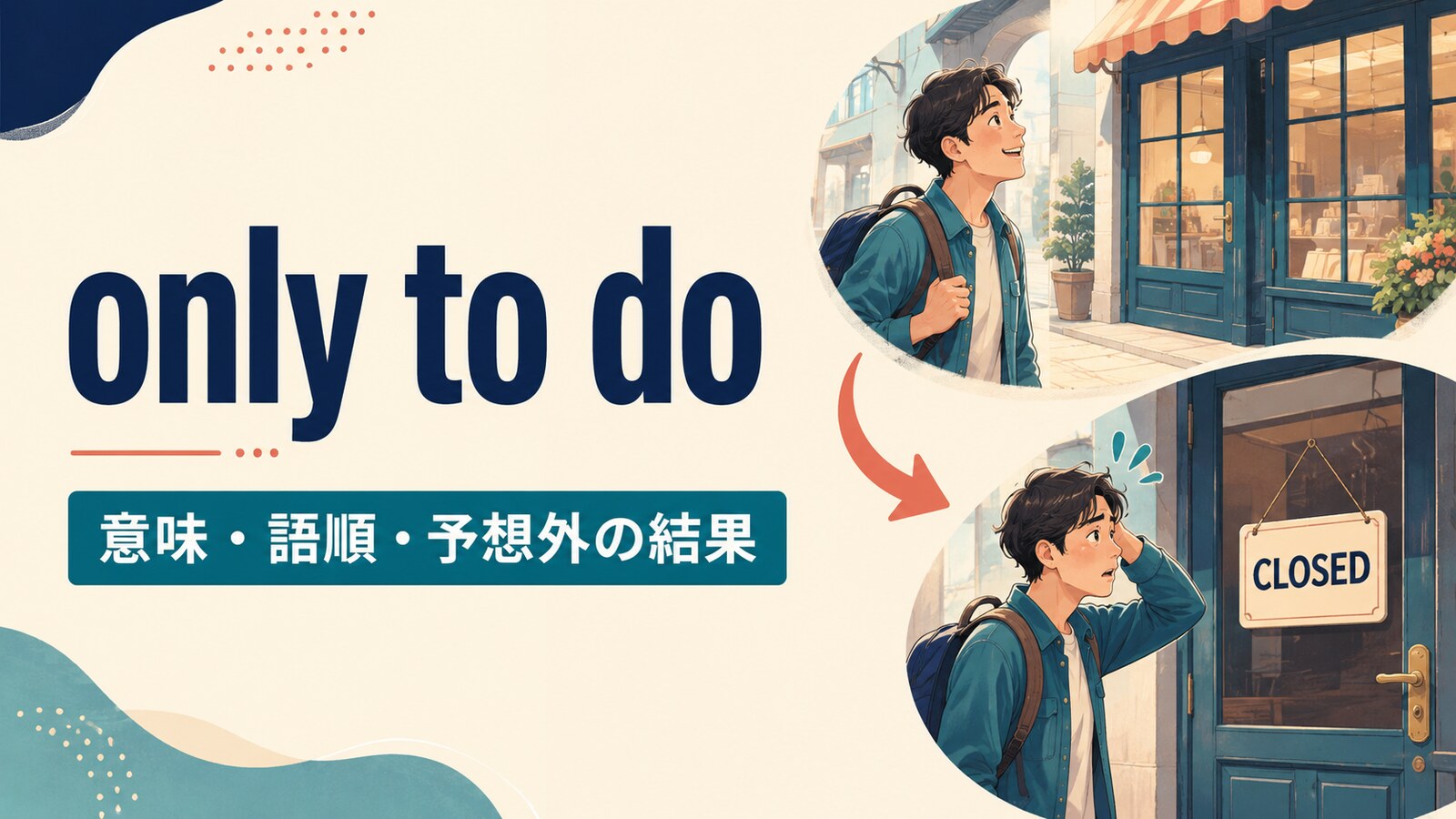 only to doの意味は？「〜したが結局」の語順・使い方と目的用法との違い