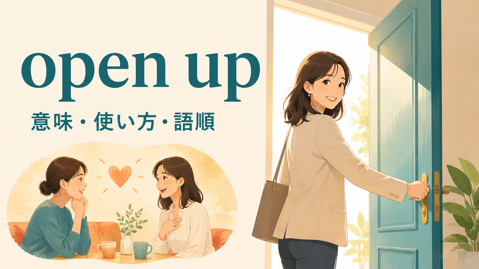 open upの意味・使い方・語順を表すアイキャッチ画像