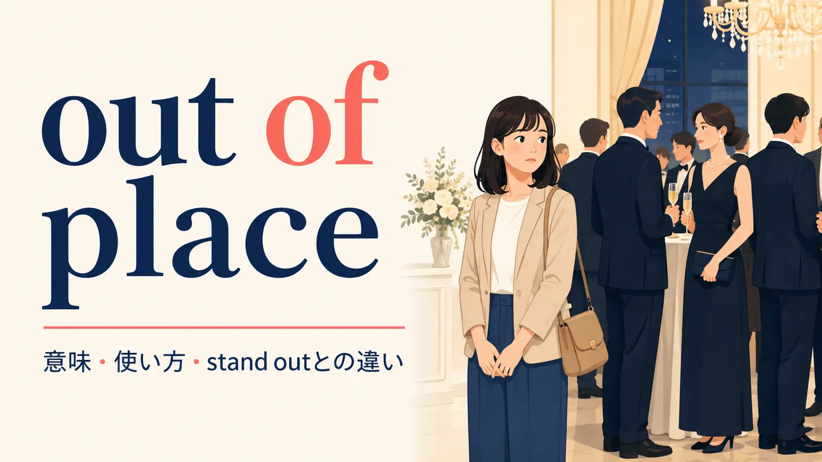 out of placeの意味は？「場違い」の使い方とstand out・feel uncomfortableとの違い