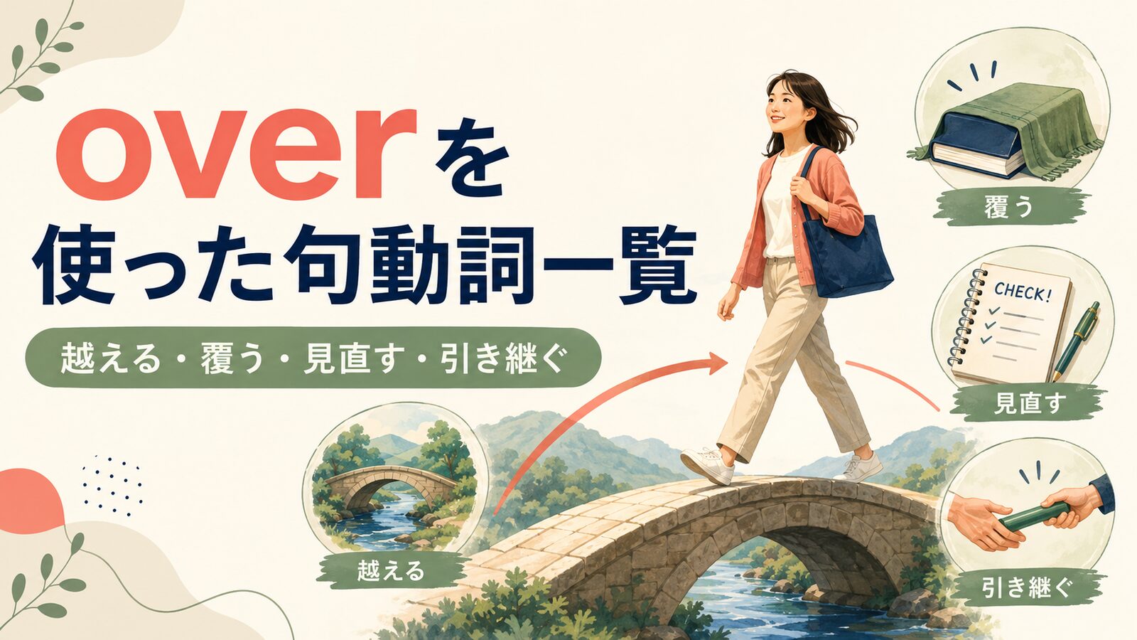 overを使った句動詞一覧｜越える・覆う・見直す・引き継ぐ