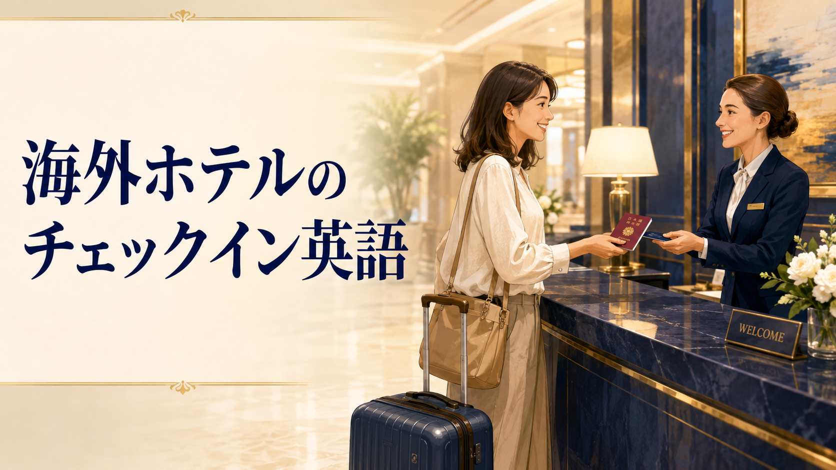 海外ホテルのチェックインで使う英語｜予約名・デポジット・朝食の確認フレーズ
