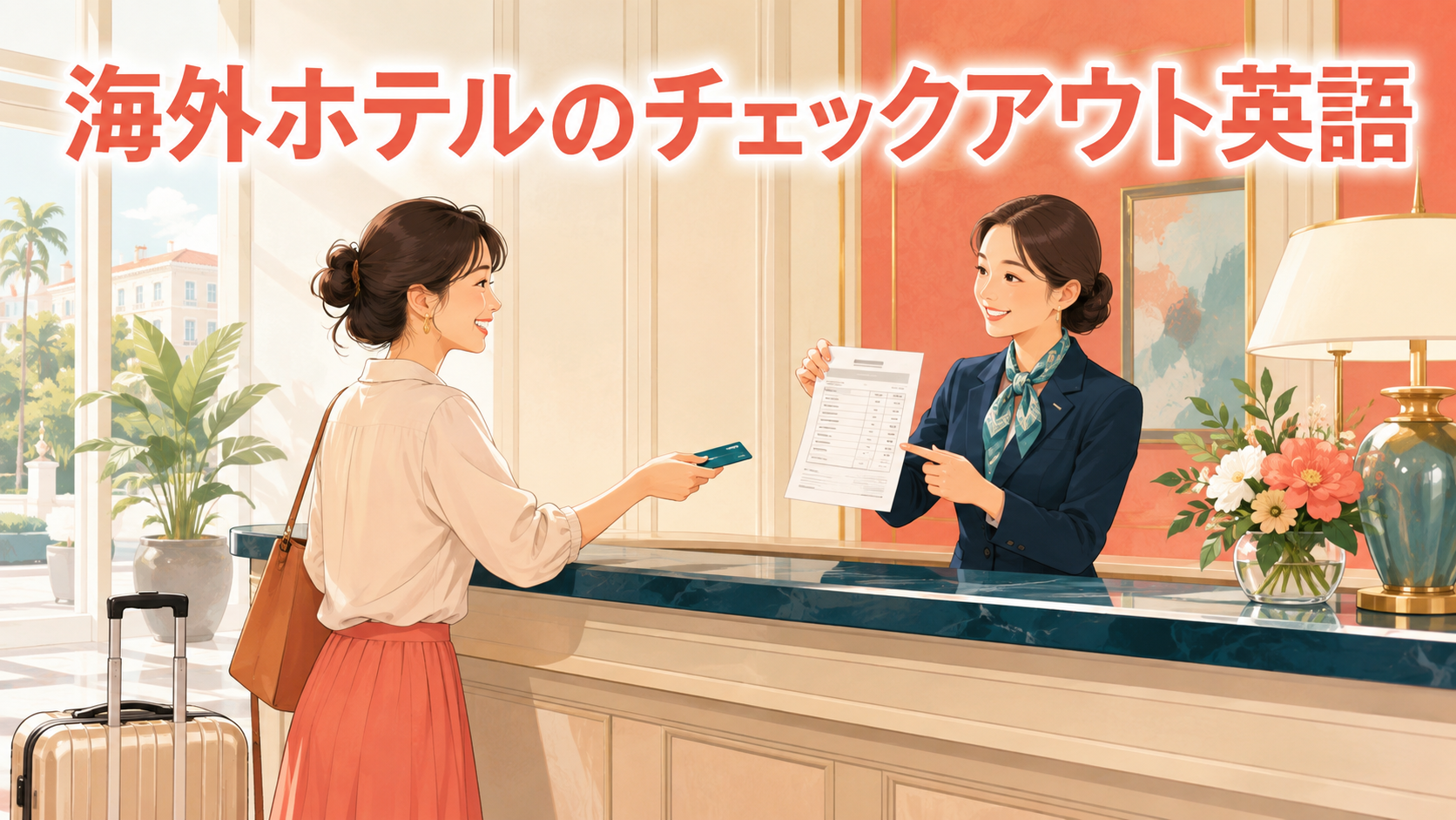 海外ホテルのチェックアウトで使う英語｜精算・デポジット・荷物預かりのフレーズ