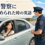 海外で警察に車を止められ、安全な路肩に停車して両手をハンドルに置く日本人旅行者