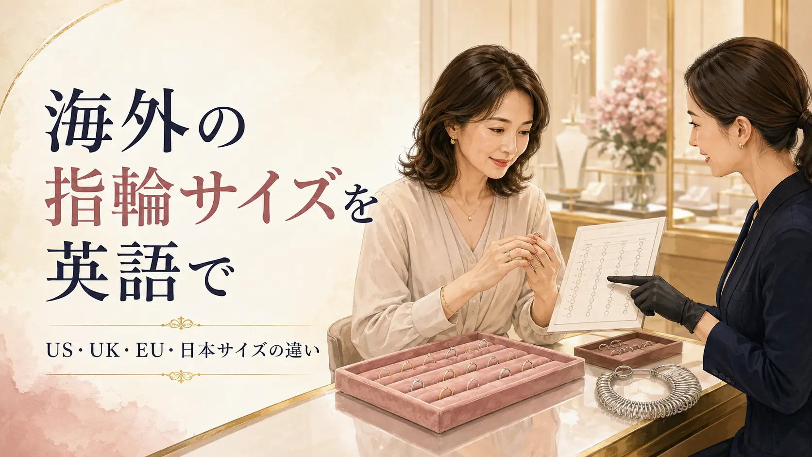海外の指輪サイズを英語で解説するアイキャッチ