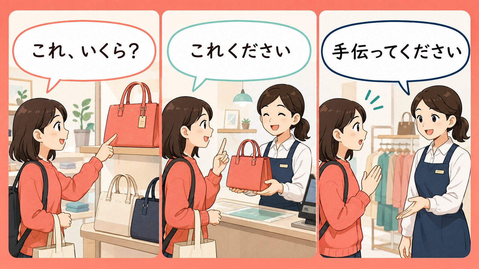 値段・購入・助けを簡単な英語で伝える