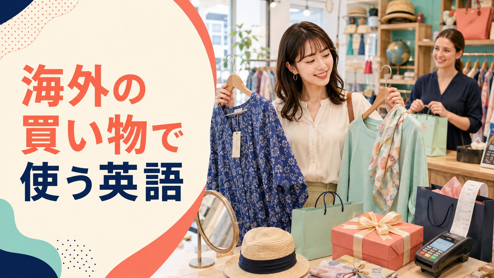 海外の店で買い物をする旅行者