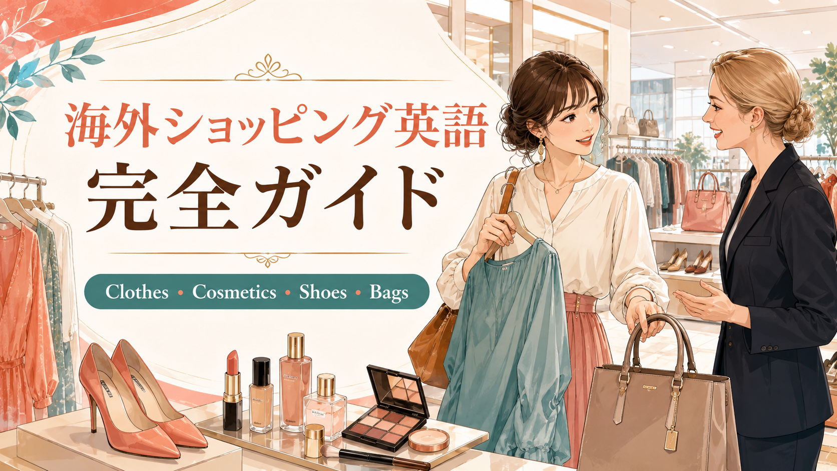 海外ショッピング英語完全ガイド｜服・コスメ・靴・バッグ・アクセサリーの買い方