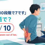 「痛みは10段階で7です」は英語でThe pain is a seven out of tenと説明するアイキャッチ