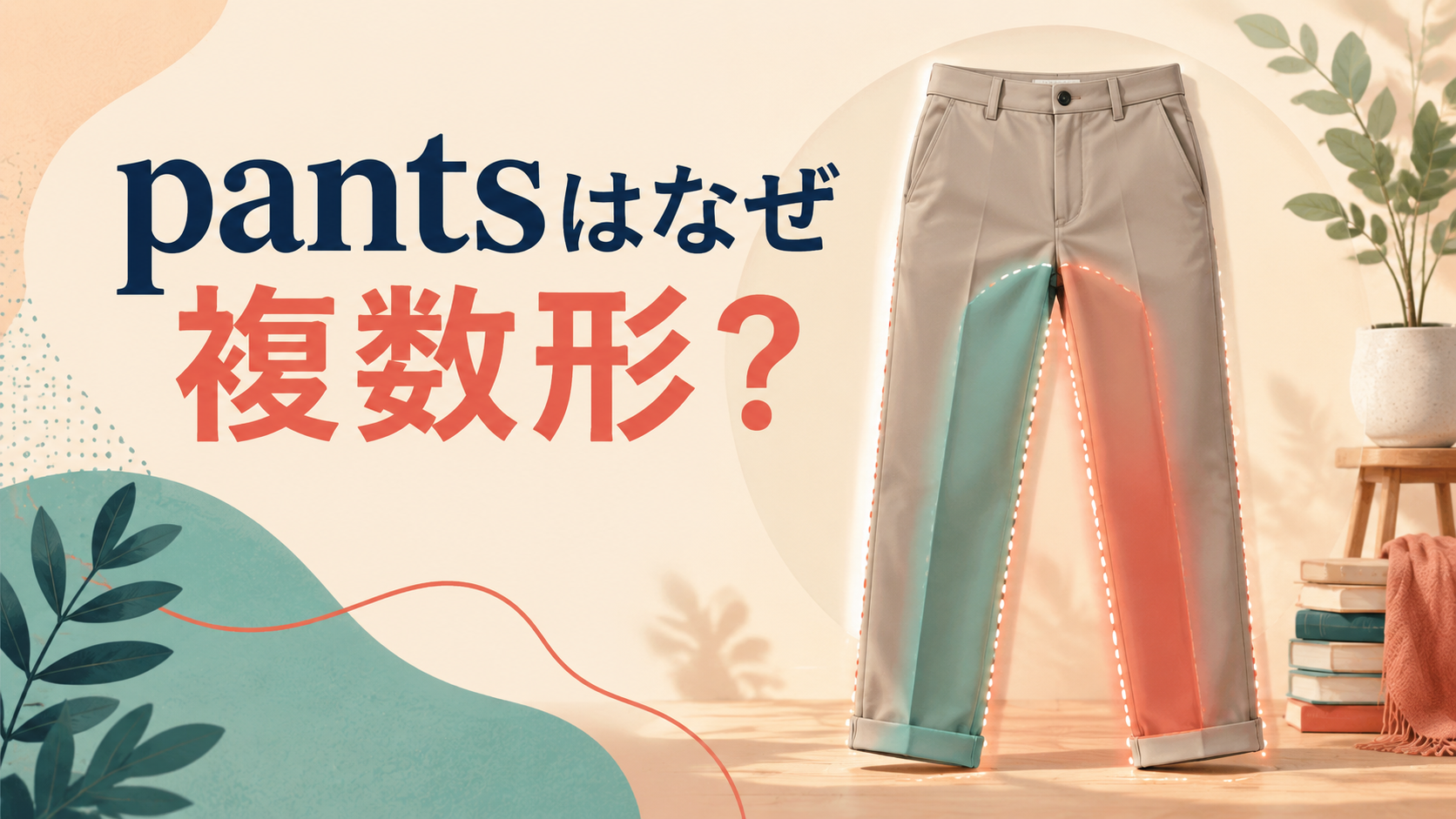 pantsが1着でも複数形になることを示すアイキャッチ画像