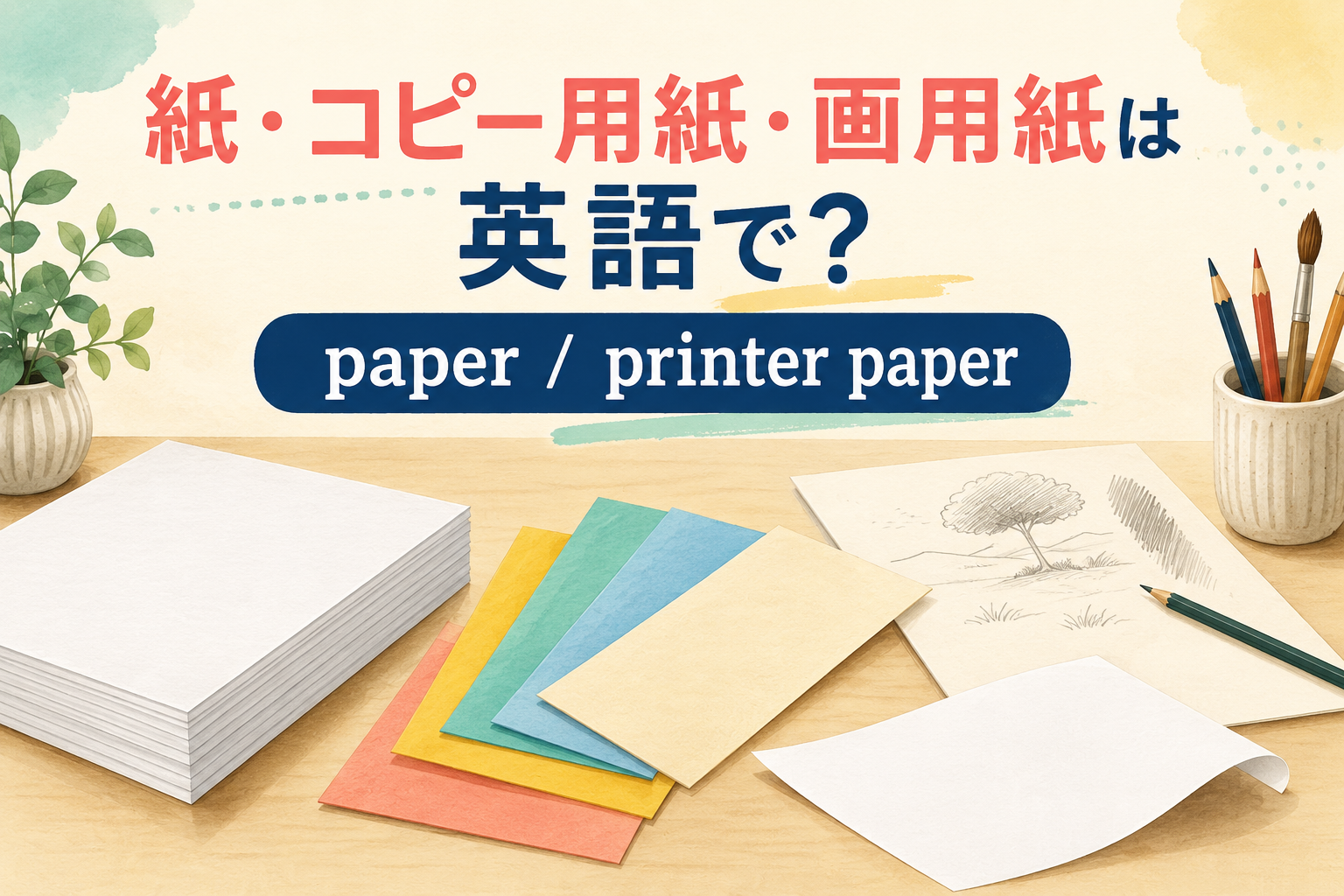 紙・コピー用紙・画用紙は英語でpaper・printer paper