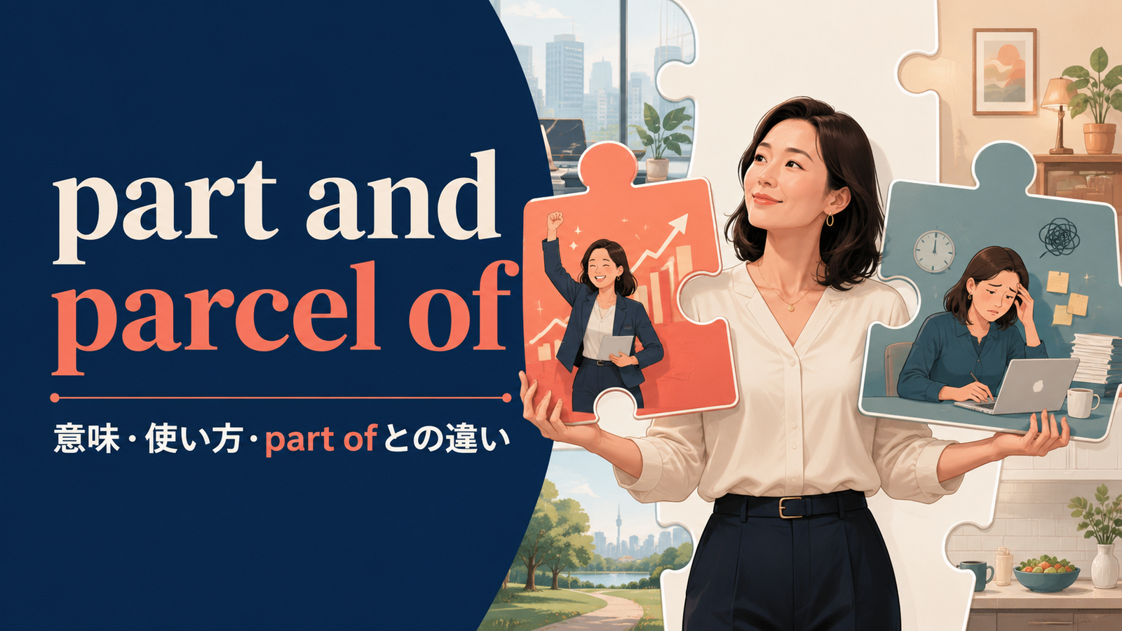 part and parcel ofの意味・使い方とpart ofとの違いを解説するアイキャッチ画像