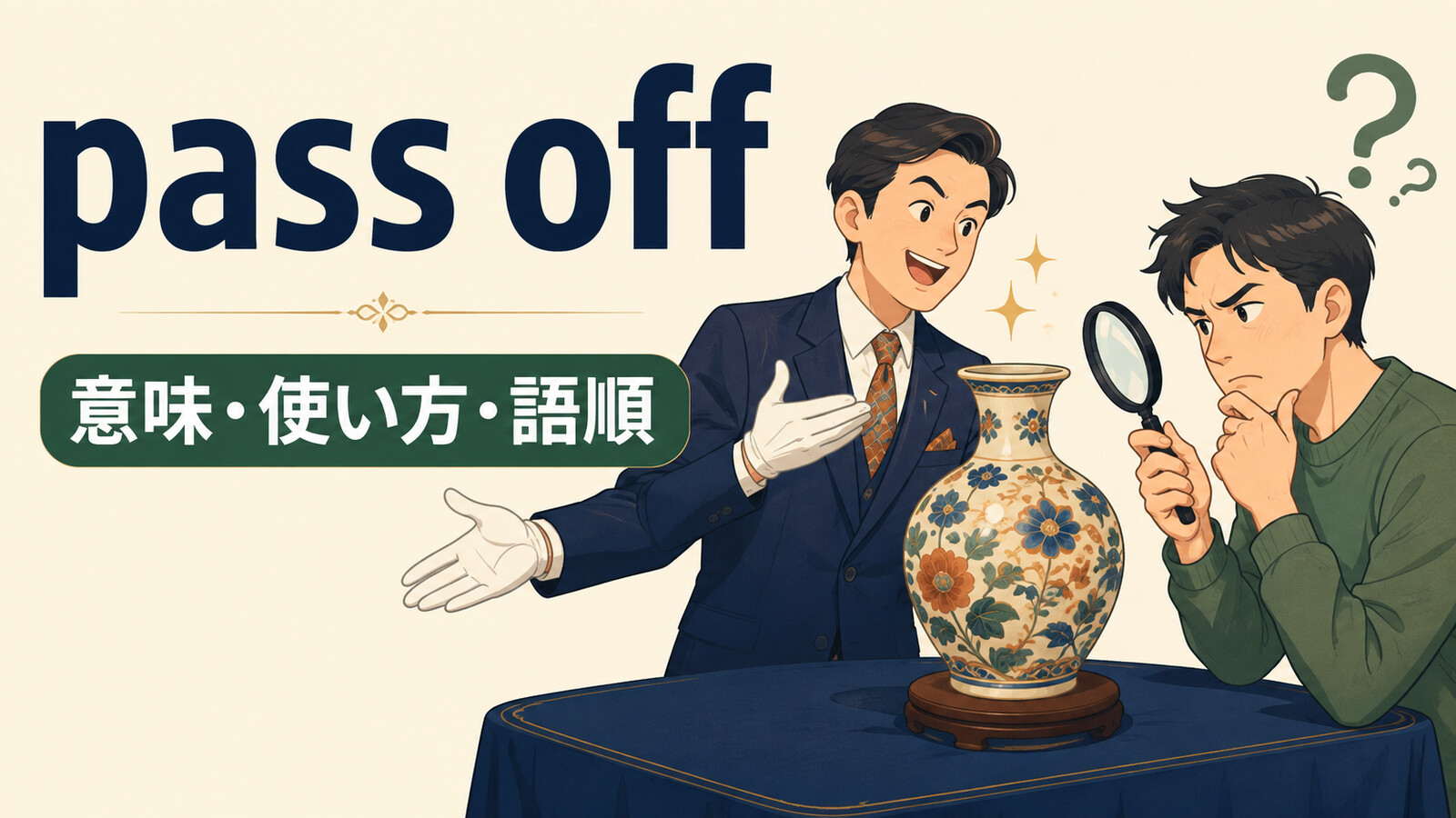 pass offの意味・使い方・語順を表すアイキャッチ