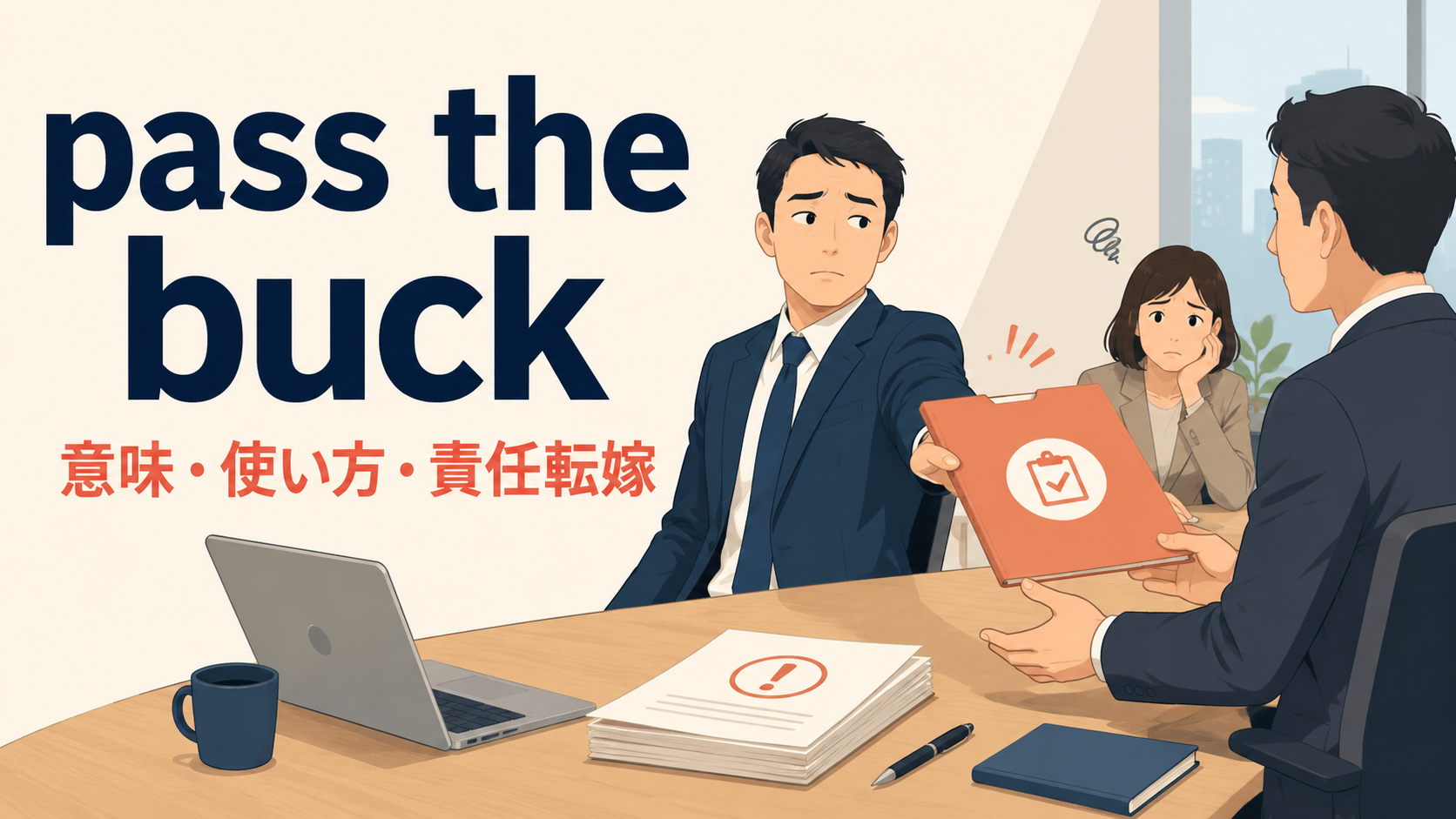 pass the buckの意味・使い方・責任転嫁を解説するアイキャッチ画像