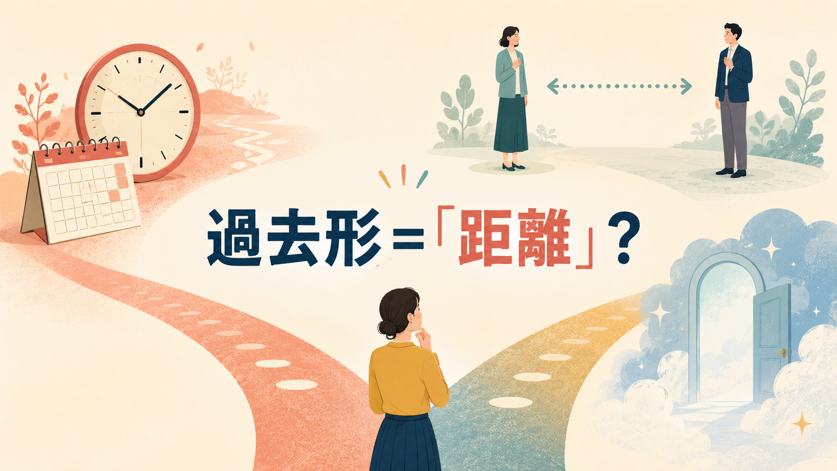 過去形が表す時間・相手・現実からの距離のイメージ