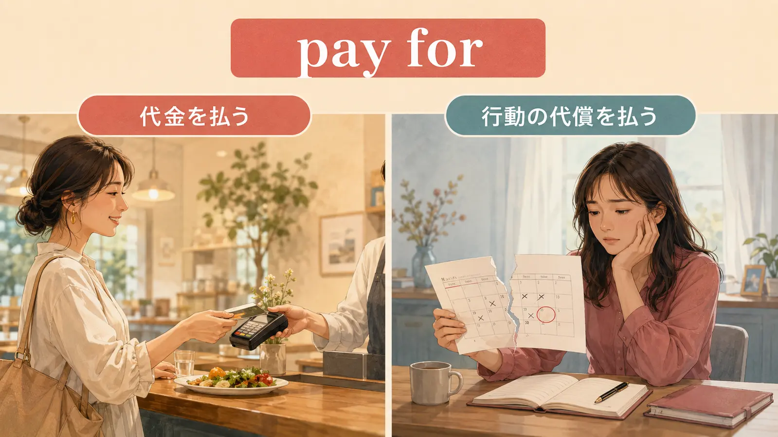 pay for 代金を払う・行動の代償を払う