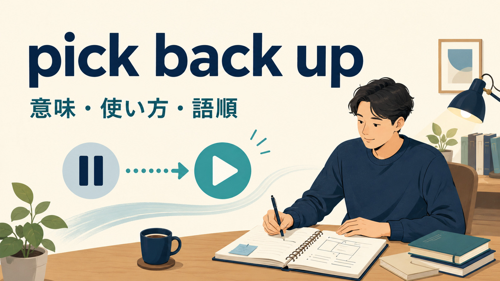 pick back upの意味・使い方・語順を解説するアイキャッチ画像