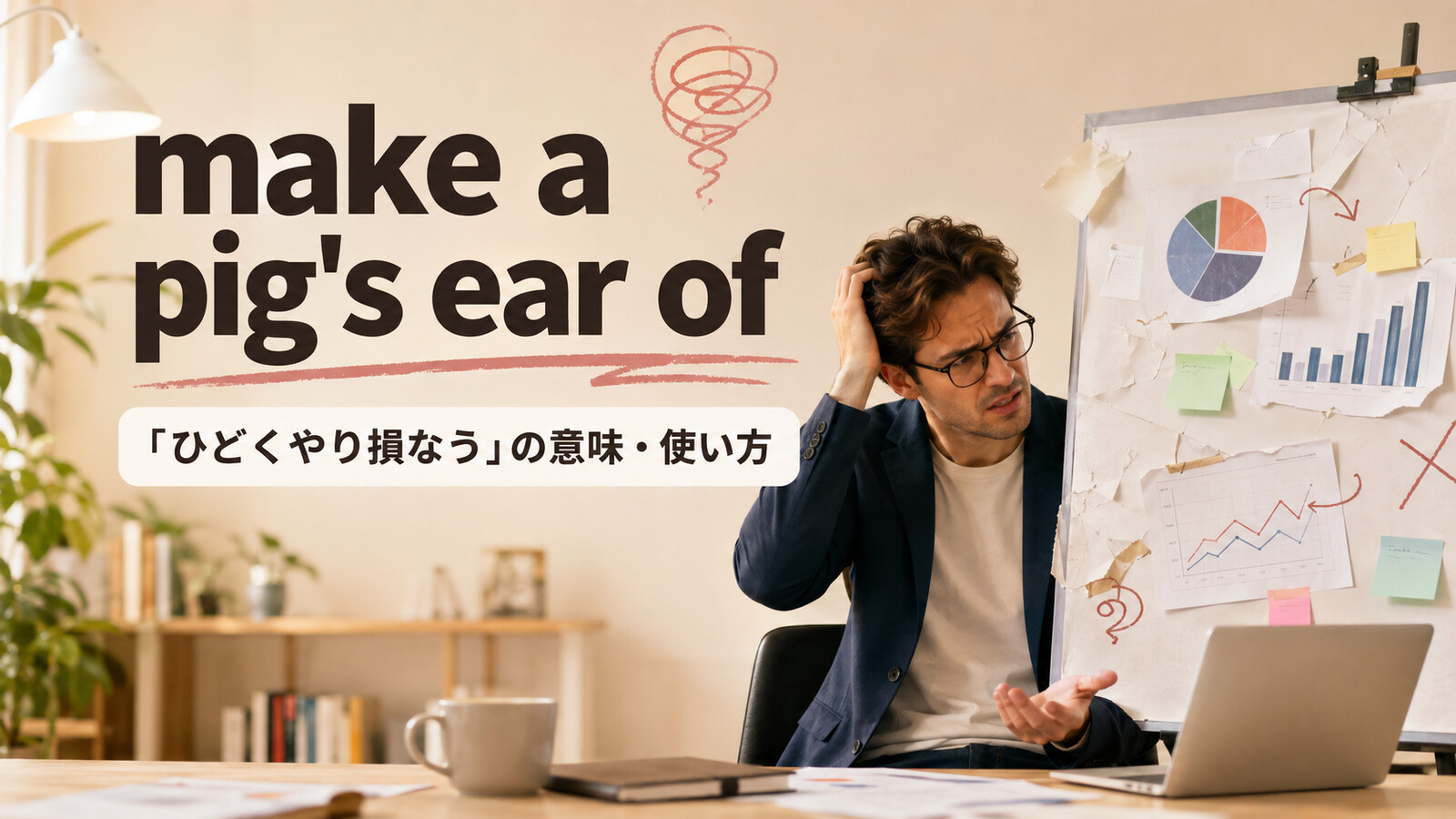 make a pig's ear ofの意味と使い方