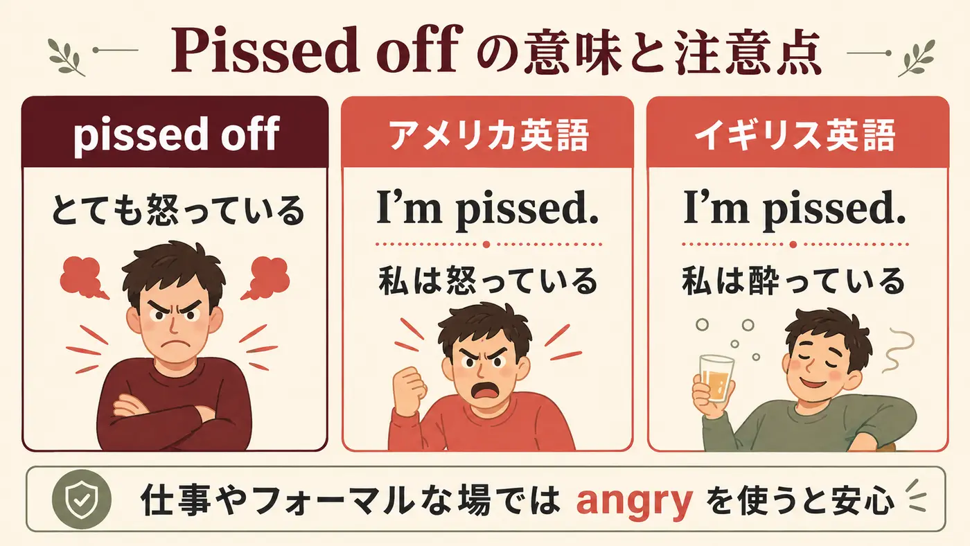 Pissed offの意味とアメリカ英語・イギリス英語の違い