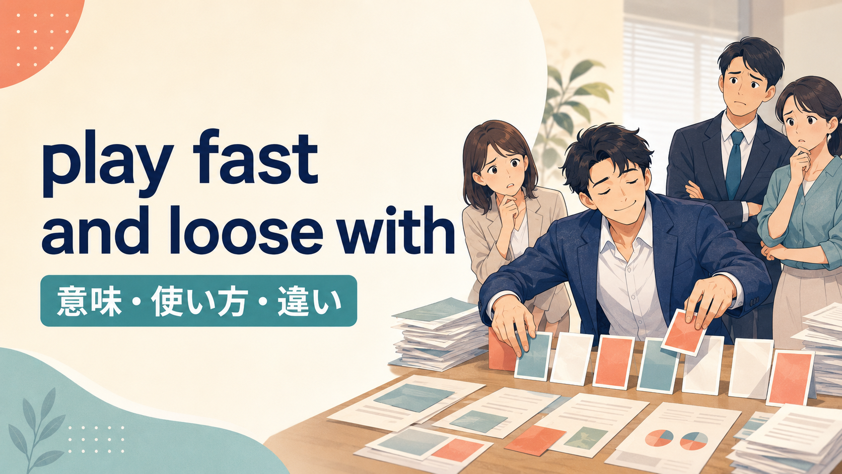 play fast and loose withの意味・使い方・違いを解説するアイキャッチ画像
