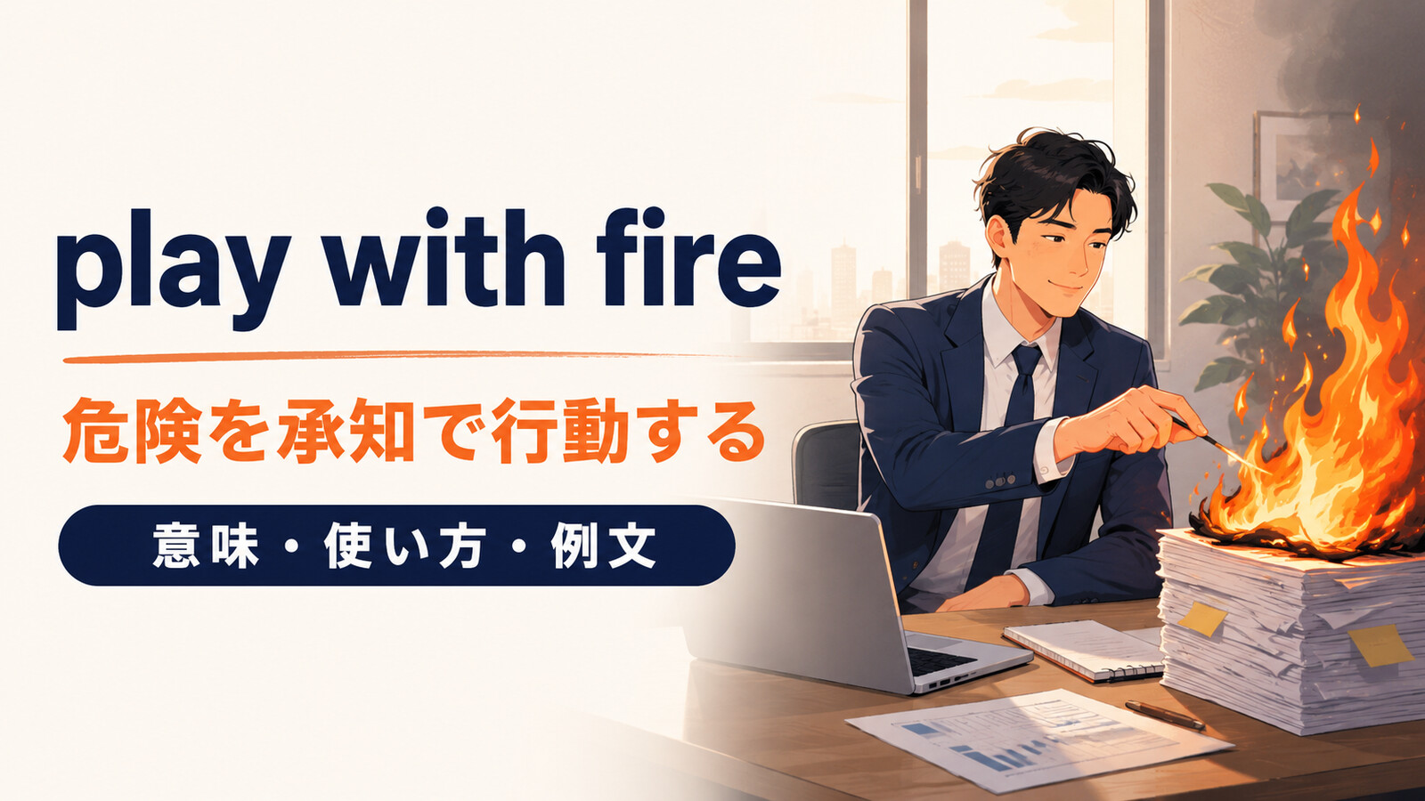 play with fireの意味・使い方・例文を解説するアイキャッチ画像