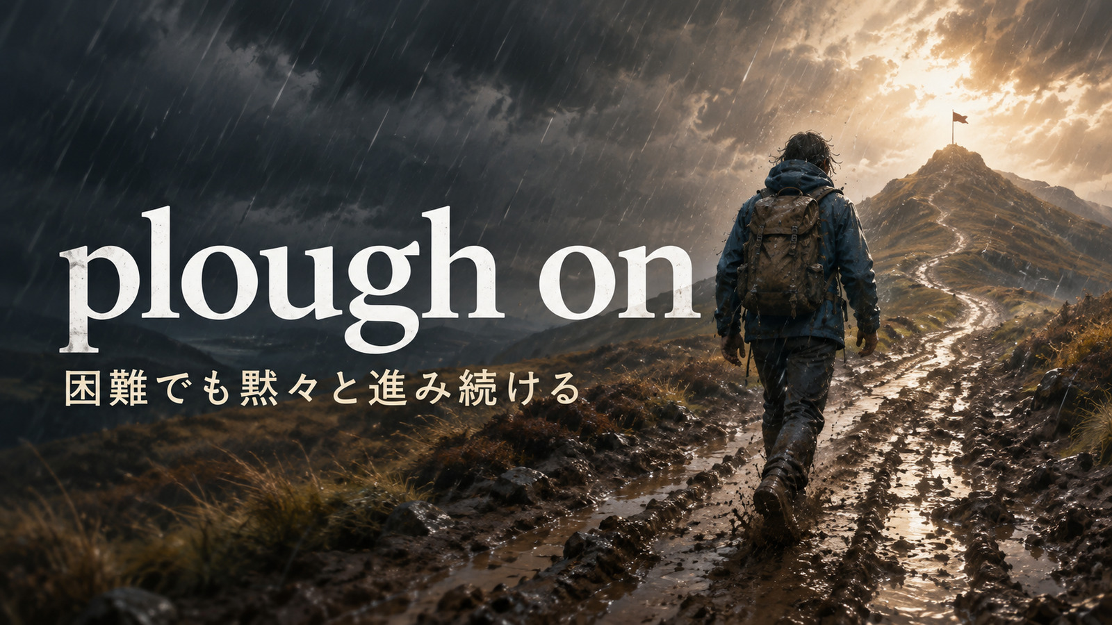 plough onの困難でも黙々と進み続けるという意味